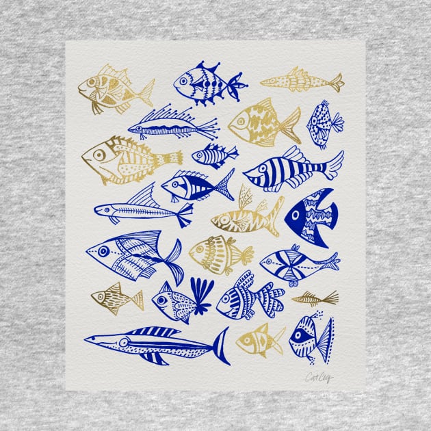 fish inkings navy gold by CatCoq